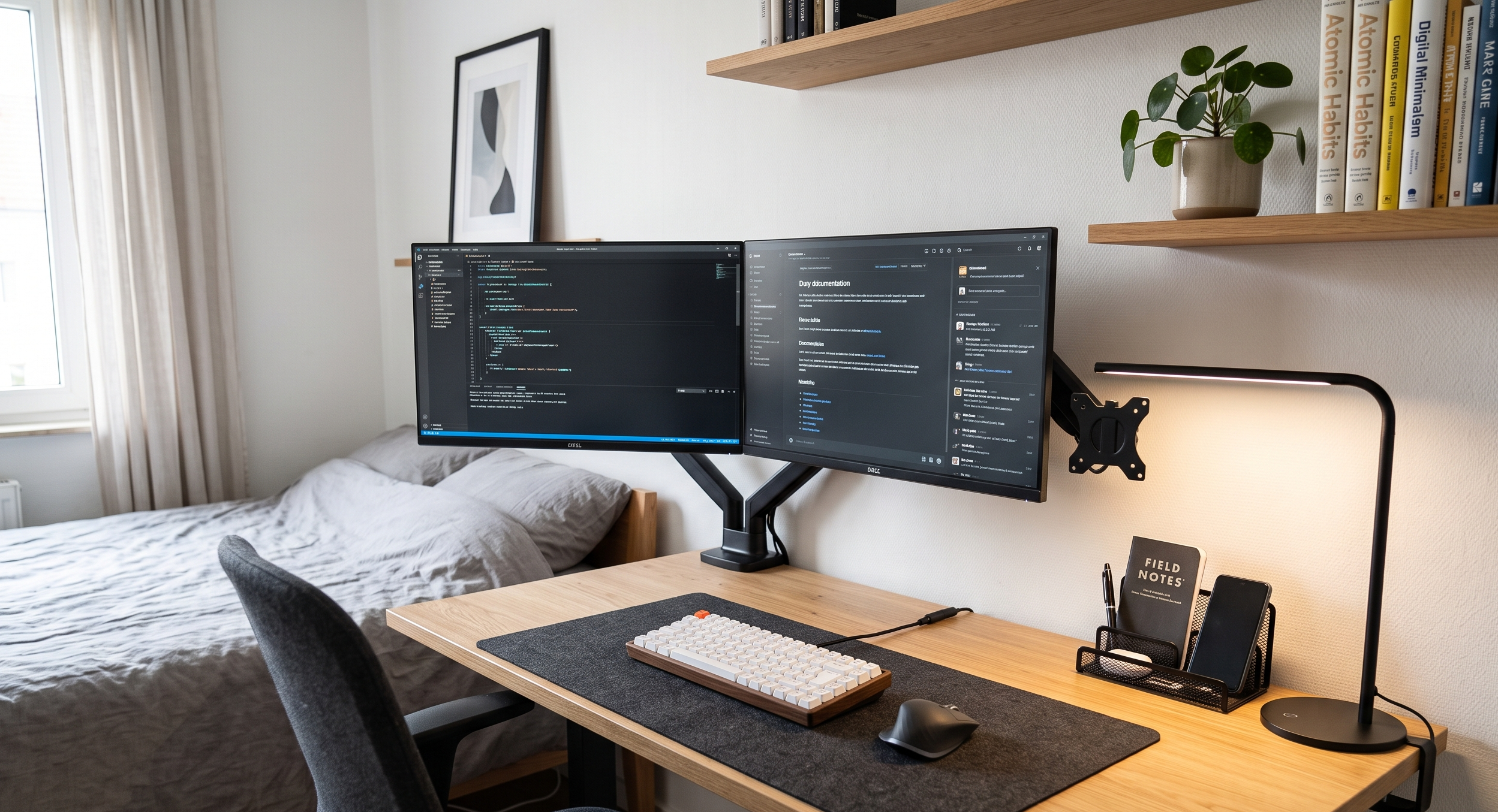 Desk accessories for a small apartment workspace