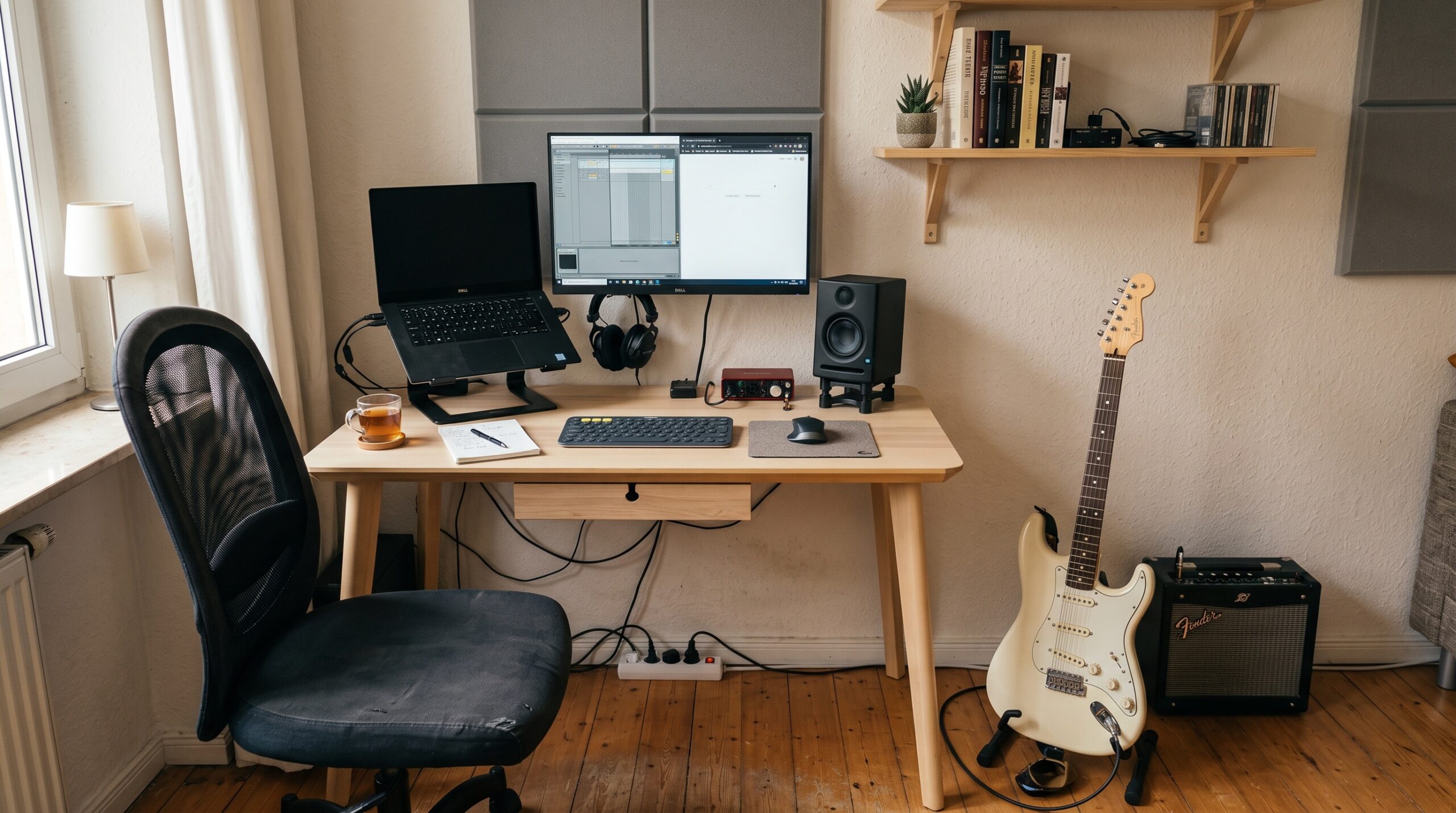 Compact home office and music setup
